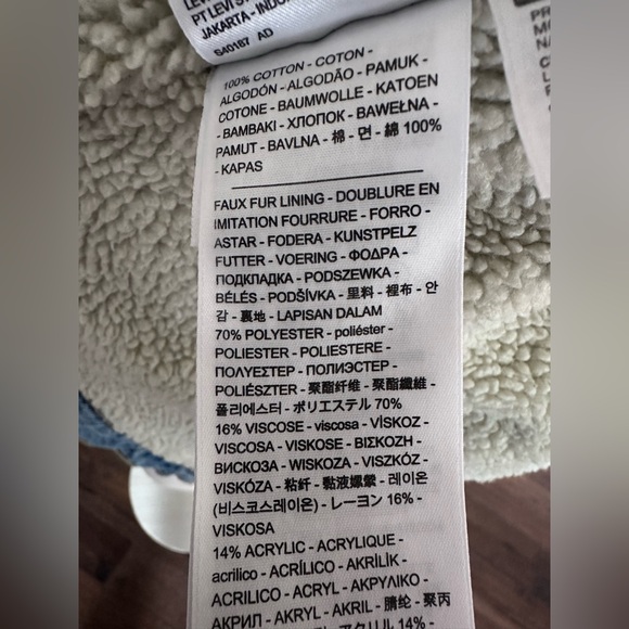 Levi's Original Cropped Sherpa Trucker Denim Jean Jacket Women's Large NWTs - Picture 13 of 16